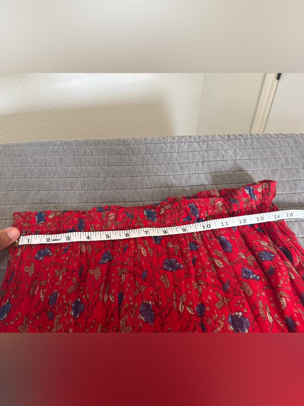 Christopher & Banks Red Floral Pleated Maxi Skirt-BoHo, Whimsical, Fairycore-M - Picture 5 of 7